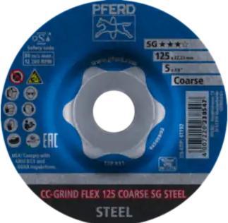 Image du produit Pferd CC-GRIND-FLEX Disque abrasif 125x22,23 mm COARSE Ligne de puissance SG STEEL pour l'acier (Grossier)