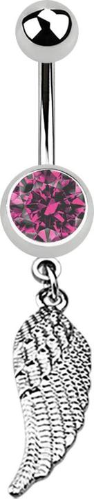 Immagine prodotto Star Piercing Banana in argento con ali pendenti e cristallo rosa (senza ottone, Acciaio chirurgico 316L)