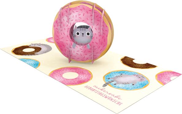 Actual product image Pop-up card - Birthday donut cat (1 pcs.)
