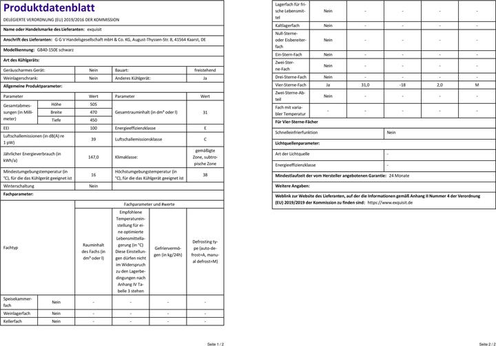 Actual product image GGV GB40-150E (Stand-alone, 31 l)