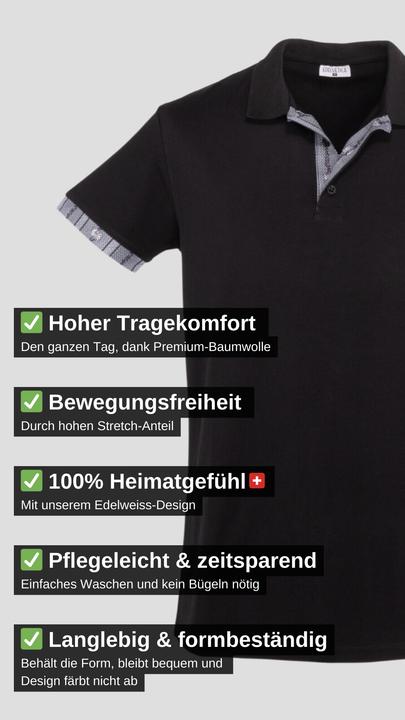 Produktbild Edelvetica Polo Shirt Edelweiss Krageninnenseite & Armabschluss Herren (M)