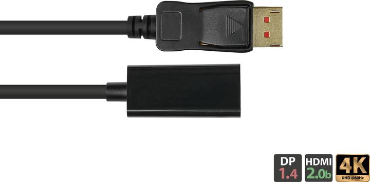 Actual product image Good Connections Adapter DisplayPort 1.4 male to HDMI 2.0b female, 4K @60Hz, gold-plated contacts, approx. 20cm (HDMI, 20 cm)