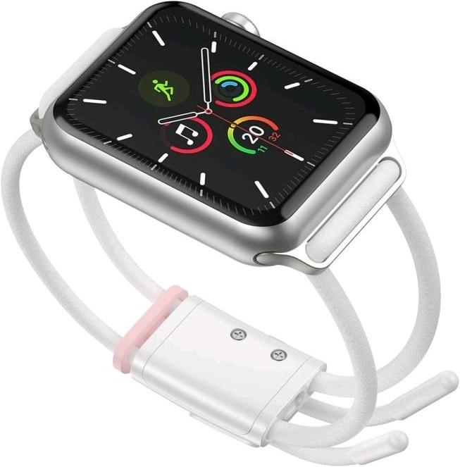 Actual product image Baseus Let's go Series iWatch Strap Lockable Rope for 3,4,5 series38 mm40 mm, WhitePink (Cotton cord, PC, Aluminium alloy)