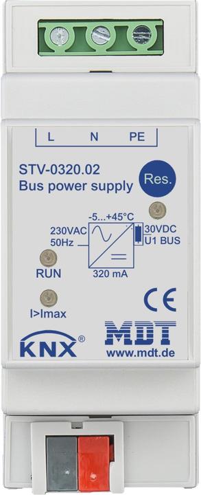 MDT Alimentatore bus EIB/KNX, 2TE, REG, 320/640mA - STV-0320.02