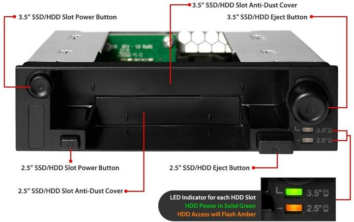 Actual product image Icy Dock Removable frame 2.5/3.5" MB971SP-B