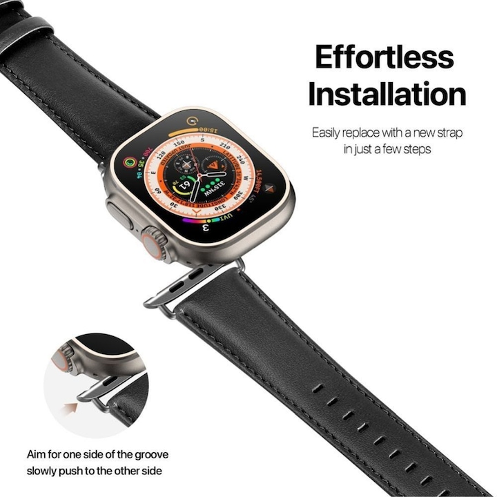 Actual product image Dux Ducis YS Series Genuine Leather Bracelet (38 mm, 40 mm, 41 mm, Genuine leather, Apple Watch Series 2, Apple Watch Series 3, Apple Watch Series 1, Apple Watch Series 4, Apple Watch Series 5, Apple Watch Series 6, Apple Watch Series 7, Apple Watch Series 8, Apple Watch Series 9, Apple Watch SE)