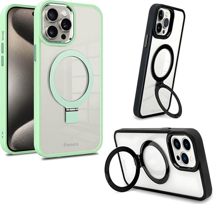 Actual product image Fongex iPhone 15 Pro Max - Fonex kickstand case with magnet green (Apple iPhone 15 Pro Max)