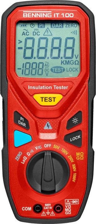 Produktbild Benning IT 100 Isolationsmessgerät 50 V, 100 V, 250 V, 500 V, 1000 V 20 G? (CAT IV 600V)