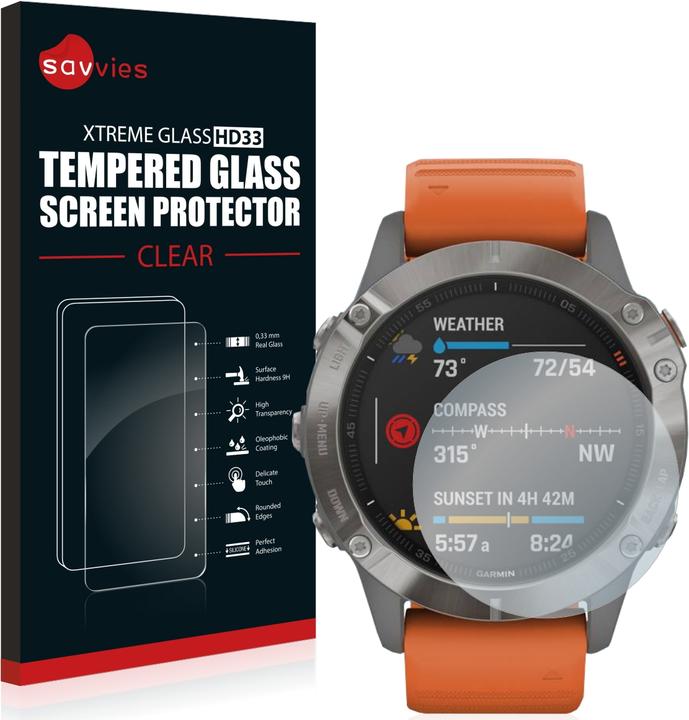 Produktbild Savvies Panzerglas Hartglas Displayschutz (fenix 6 Pro)