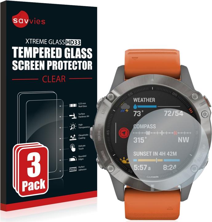 Produktbild Savvies Panzerglas Hartglas Displayschutz (fenix 6 Pro)