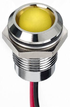 Produktbild RS PRO 14mm prom IP67 sealed chrome LED,yel 24V
