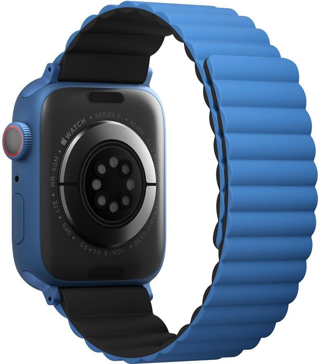 Actual product image Uniq pasek Revix Apple Watch Series 1/2/3/4/5/6/7/8/SE/SE2 38/40/41mm. Reversible Magnetic czarny-ni (41 mm, Silicone, Stainless steel)