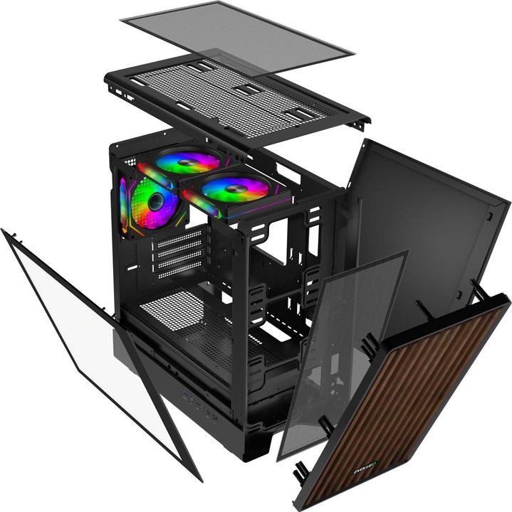 Actual product image Evolveo Panthera, mATX/3x ARGB 120/ Holz+Glas (mATX)