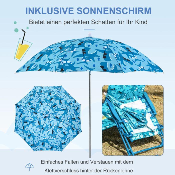 Produktbild Swisshandel24 Kinder-Campingstuhl mit Sonnenschirm Kinder-Strandstuhl Klappstuhl für 1-3 Jahre leichte Gewicht Met