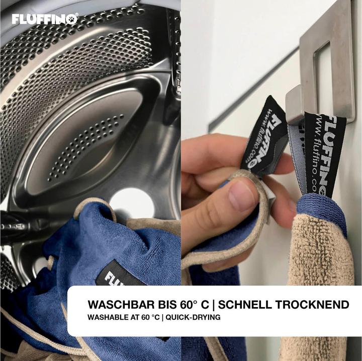 Image du produit Fluffino Set de serviettes pour chiens, Beige / Bleu, L (Chien)