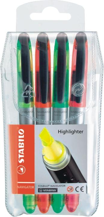Produktbild STABILO NAVIGATOR Textmarker (Gelb, Orange, Grün, Pink, 4 mm, 4 x)