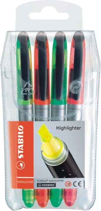 Produktbild STABILO NAVIGATOR Textmarker (Gelb, Orange, Grün, Pink, 4 mm, 4 x)
