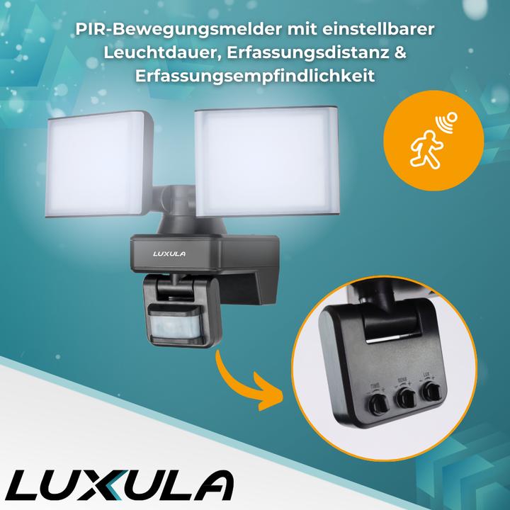 Produktbild Luxula LED-Fluter LX400192, mit BM, 2-köpfig, 2x 15 W, 3200 lm, 4000 K (3200 lm, IP54)