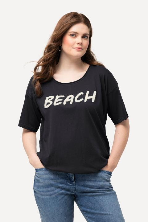 Produktbild Ulla Popken T-Shirt, Frottee-Schriftzug, Oversized, Rundhals, Halbarm (46, 48)