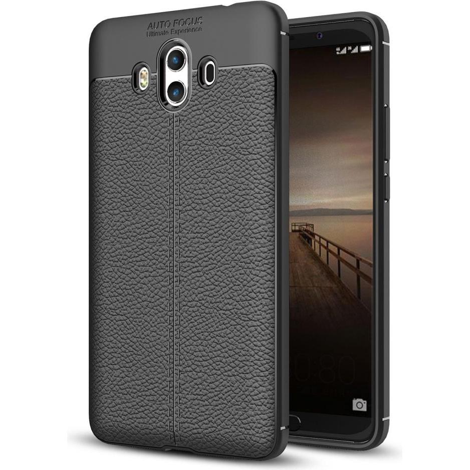 Screenguard Huawei Mate 10 Hülle Leather Design TPU Cover (Huawei Mate 10), Smartphone Hülle, Schwarz