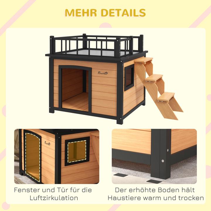 Produktbild PawHut Hundehütte Tannenholz Gelb (Hundehütte)