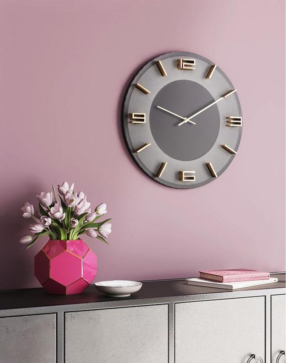 Image du produit Kare Design Horloge murale Leonardo gris/doré (49 cm)