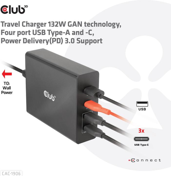 Produktbild Club 3D CAC-1906 (132 W, 4 Ports)