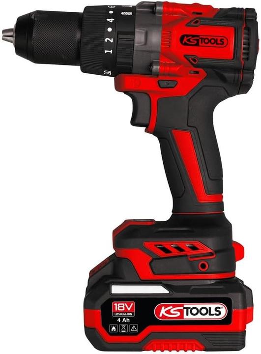 Produktbild KS Tools Akku-Bohrschrauber mit 18V, 2 Akkus, 150Nm Drehmoment, Schlag- und Bohrmodus