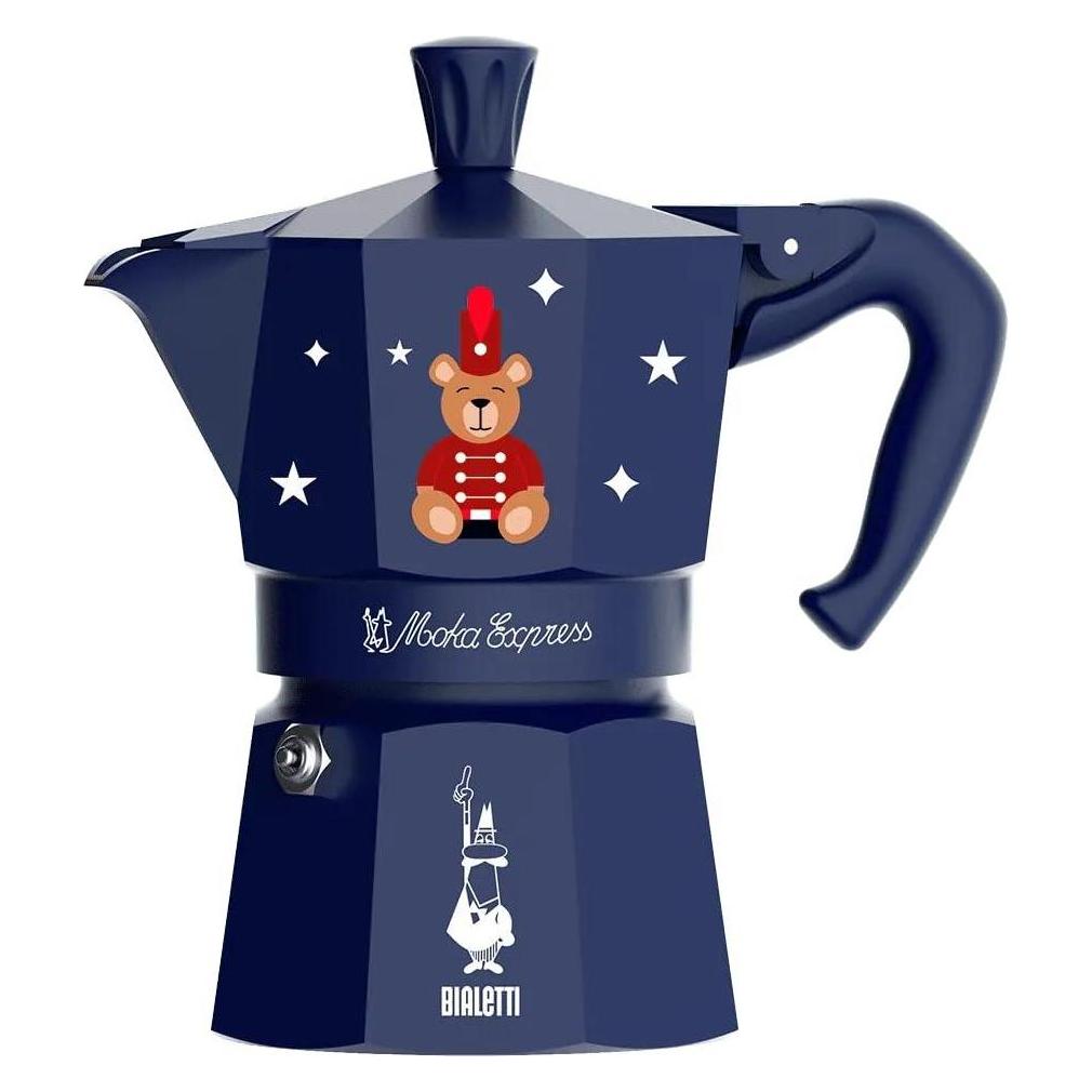 Bialetti Blu Moka Express 1Tz Blau Joyful Memories, Caffettiera Moka,