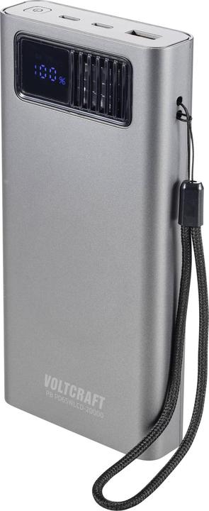 Produktbild Voltcraft PB PD65WLCD-20000 Powerbank 20000 mAh Fast Charge, Power Delivery 2.0 LiPo Grau (metallic (20000 mAh, 74 Wh)