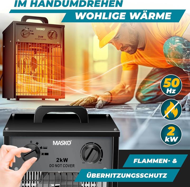 Produktbild Masko Bauheizer mit Thermostat (2000 W)