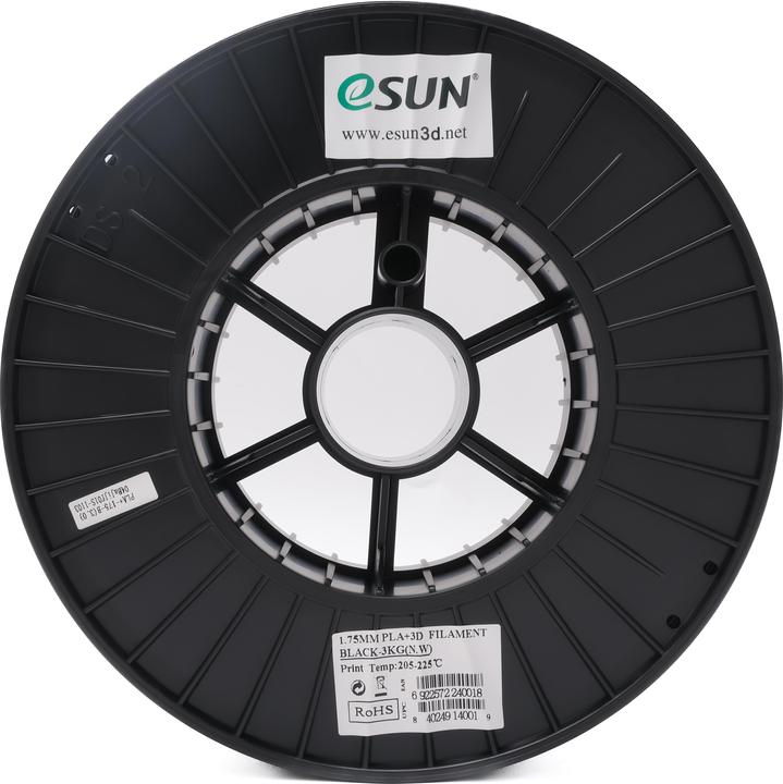 Image du produit eSUN Filament PLA+ 1.75mm noir 3Kg (PLA+ LECTURE, 1.75 mm, 3000 g, Noir)