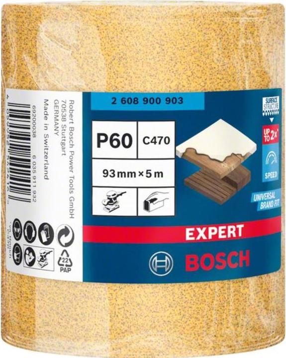 Actual product image Bosch Professional Zubehör Expert C470 Sandpaper roll for hand sanding,93 mm, 5 m, G 60 (60)