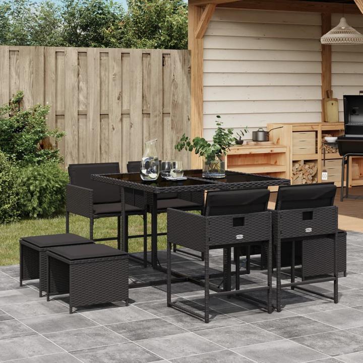 Image du produit VidaXL Meuble de jardin Ensemble de jardin 9pcs. noir Poly rotin (106 cm)