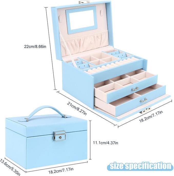 Actual product image Only-Bags.Store Jewellery box, jewellery box with drawers for ladies girls, PU leather jewellery box