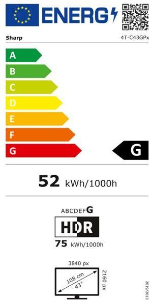Energie-Label Sharp 43GP6260E silber (43", QLED, 4K, 2025)