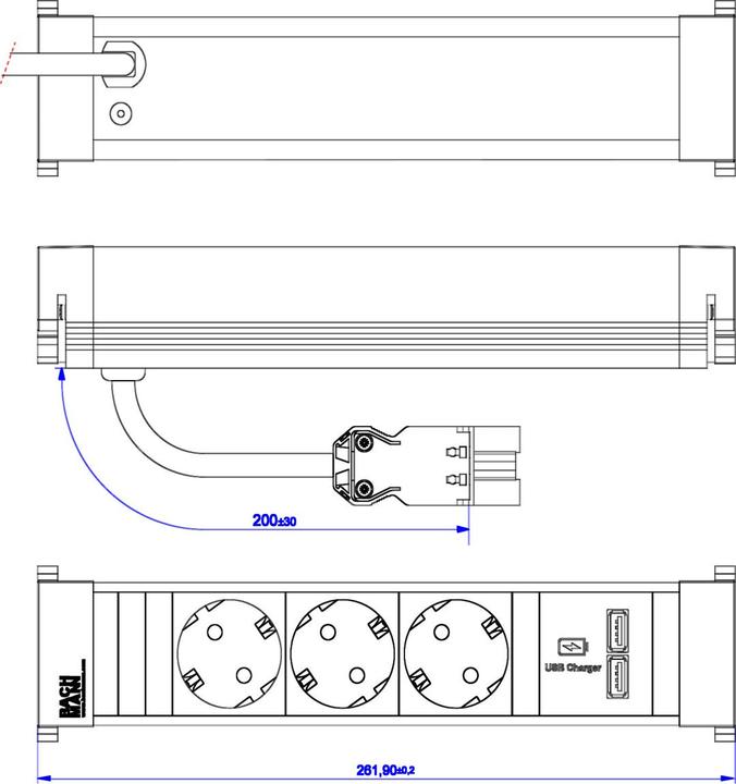 Produktbild Bachmann POWER FRAME Medium (3 x, CEE 7/3, 0.20 m)