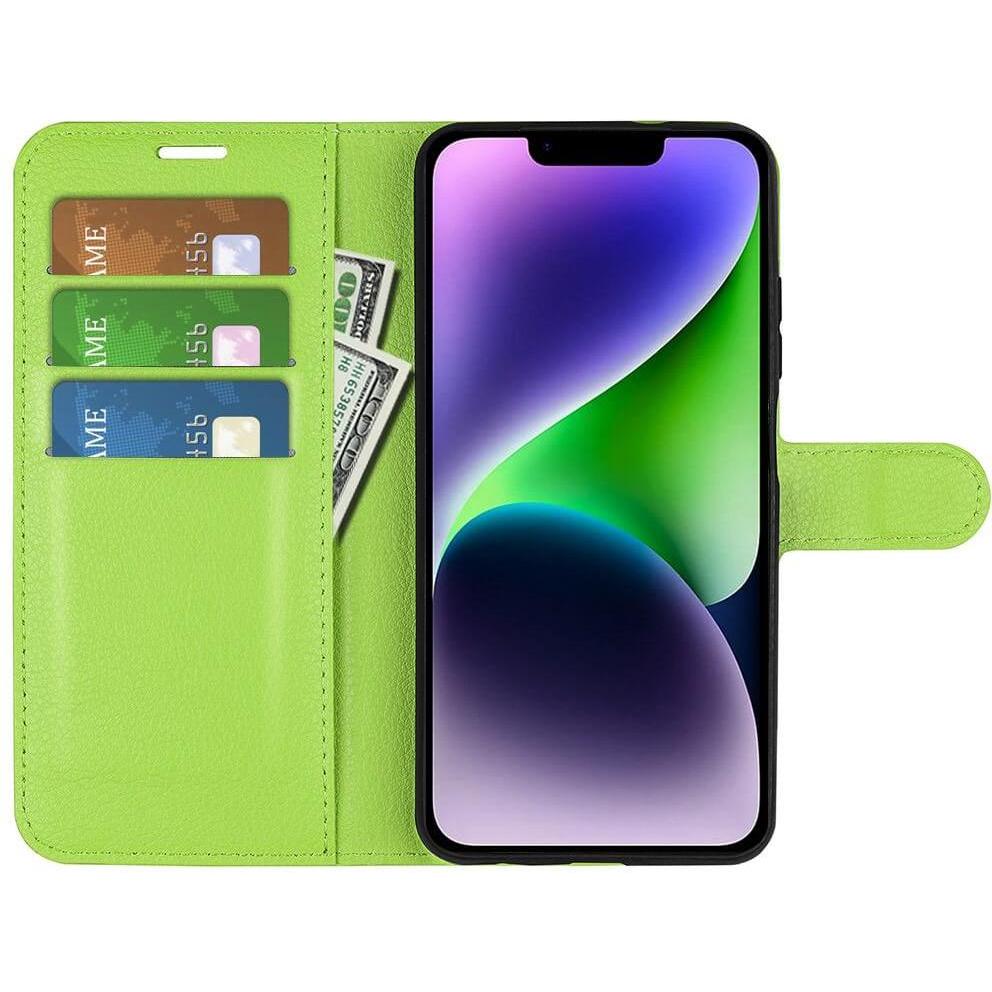 Thumbnail - Cover-Discount iPhone 15 Plus - Leder Etui Hülle grün (Apple iPhone 15 Plus), Smartphone Hülle, Grün