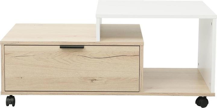 Produktbild HTI-Living Couchtisch Cedrik auf Rollen mit Schublade Artisaneiche-Weiss (50 x 90 x 40 cm)