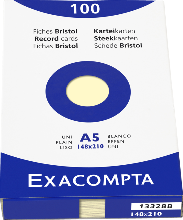 Image du produit Exacompta Fiches vierges jaunes, 100 (A5, 205 g/m², 100 x)
