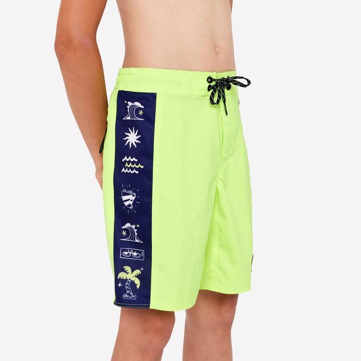 Produktbild Olaian Boardshorts Surfen Jungen 900 Band gelb (140)
