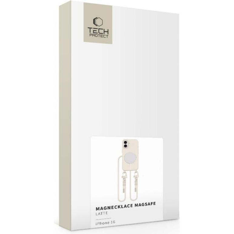 Thumbnail - Tech-Protect MagNecklace MagSafe Case with Lanyard for iPhone 16 - Beige, Handykette, Beige