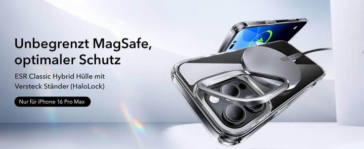 Produktbild ESR Classic Hybrid HaloLock Case mit Stash Stand (Apple iPhone 16 Pro Max)