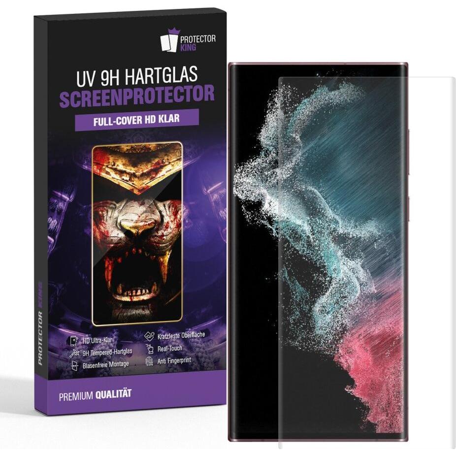 Protectorking 2x UV Liquid Echtes Tempered 9H Panzerhartglas 3D KLAR (4 Stück, Samsung Galaxy S22 Ultra), Smartphone Sch...