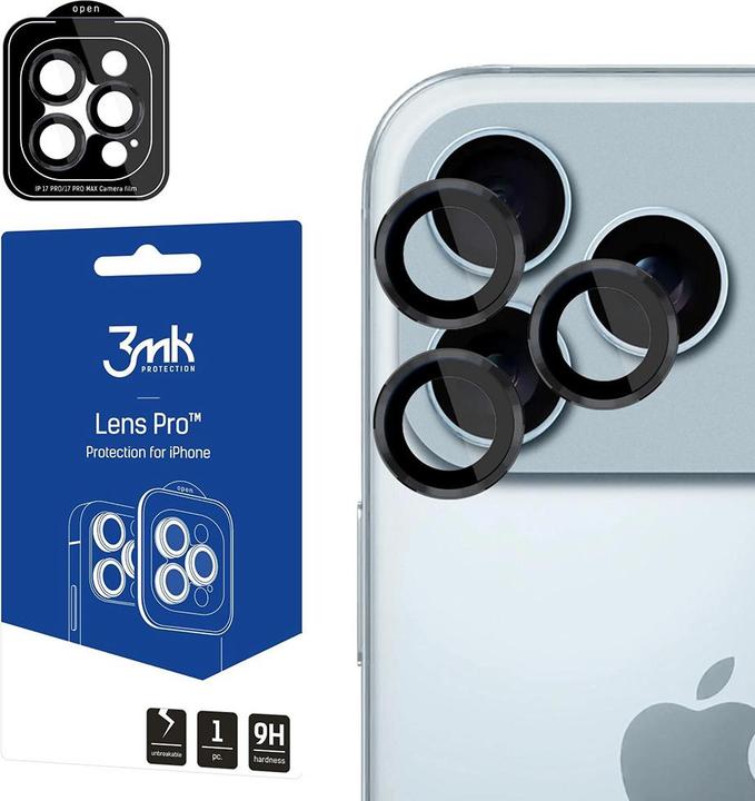Image du produit 3MK Lens Protection Pro Kameralinsenglas für Apple iPhone 17 Pro /17 Pro Max - Schwarz (Apple iPhone 17 Pro, Apple iPhone 17 Pro Max)