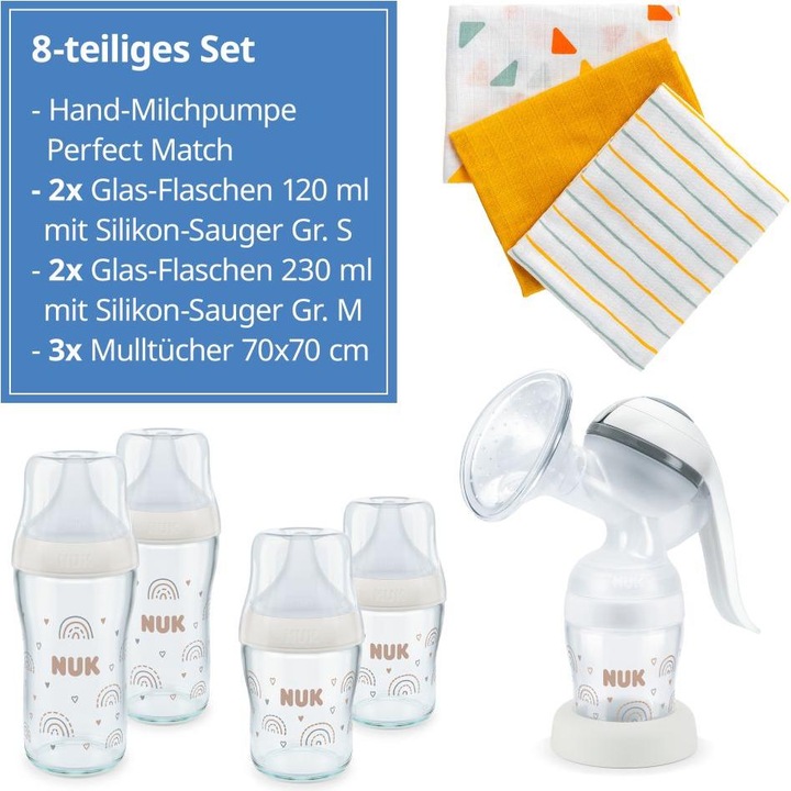 Produktbild NUK Milchpumpen Premium Still-Set Basic 8-tlg. - Handmilchpumpe