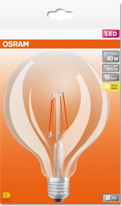Image du produit Osram 4099854054211 LED EEK E (A - G) E27 Globeform 4 W = 40 W Blanc chaud (Ø x H) (E27, 470 lm, 4 x)