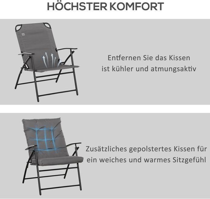Actual product image Swisshandel24 Campingstuhl faltbarer Gartenstuhl mit Metallrahmen für Pool, Strand Grau