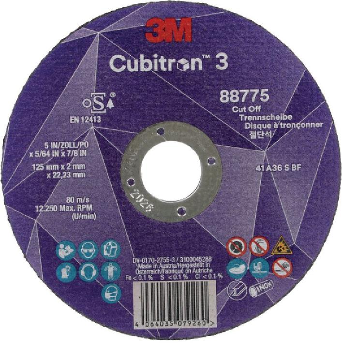 Produktbild 3M Trennscheibe Cubitron III 86412 36+ T41 125x1,6x22,2m gerade VE=25 (Pack mit 25 St)