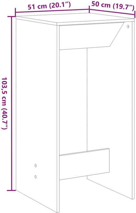 Produktbild vidaXL Bartisch (51 x 50 x 103.50 cm)